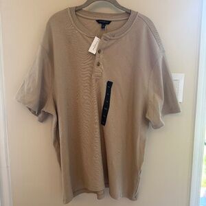 Banana Republic Men's Tan Taupe Beige Henley Short Sleeve XXL NWT
